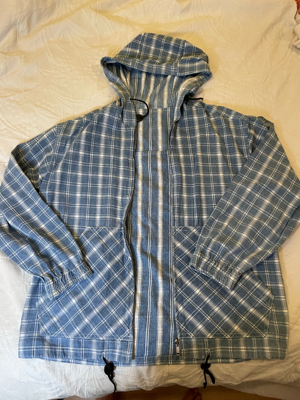 Reversible Denim Jacket - Casual Zip Front with Hood